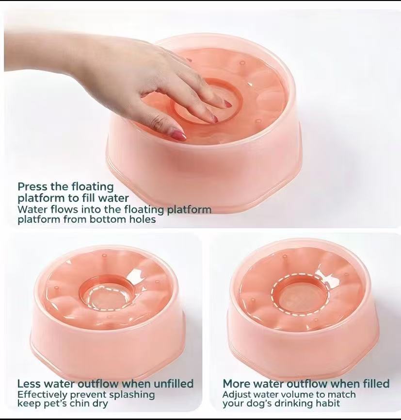 1600ml Floating Anti-Splash Pet Water Bowl,No Wet Chin Dog/Cat Water Feeder